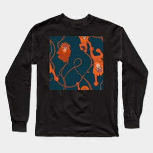 Orangutans swinging from jungle vines Long Sleeve T-Shirt